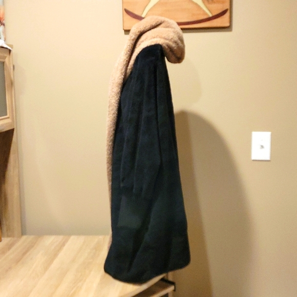 Emery Rose : Black and Tan Open Front Fuzzy Hooded Teddy Sweater Jacket XL - Picture 4 of 7